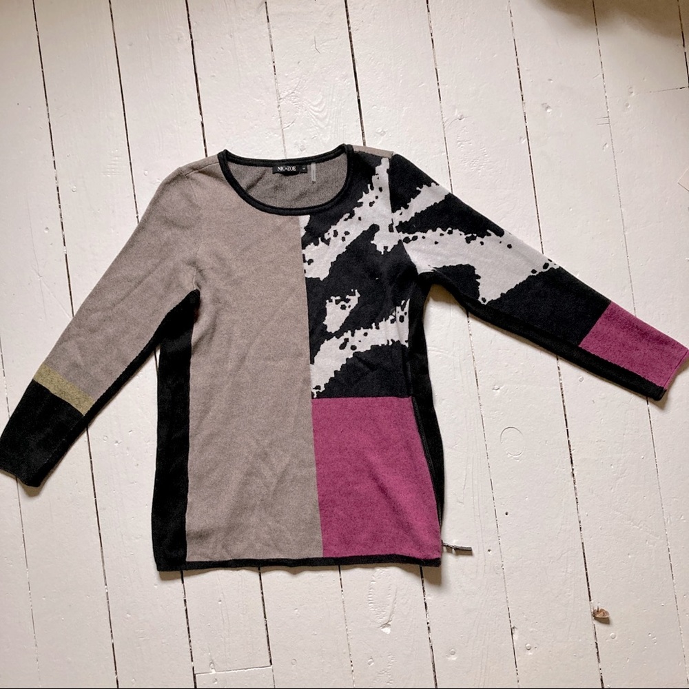 Nic+Zoe Mixed Print Sweater